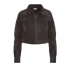 Denim Velvet Zip-Up Jacket