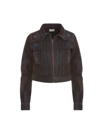 Denim Velvet Zip-Up Jacket