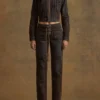 Denim Velvet Zip-Up Jacket