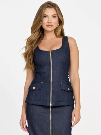 Denim Zip Corset Top