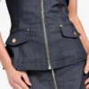 Denim Zip Corset Top