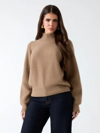 Denise Mock-Neck Ribbed Sweater