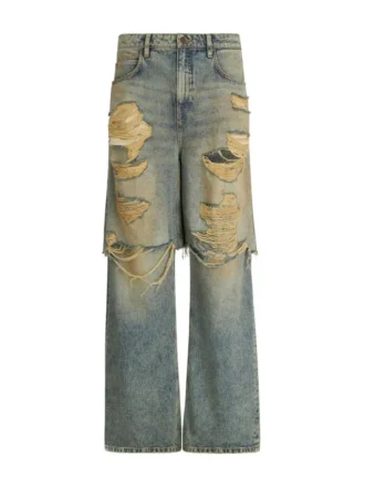 Destroyed Denim Layered Pant