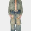 Destroyed Denim Layered Pant