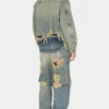 Destroyed Denim Layered Pant