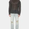 Distressed Denim Flare Pant