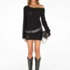 Distressed Wool-Blend Dress