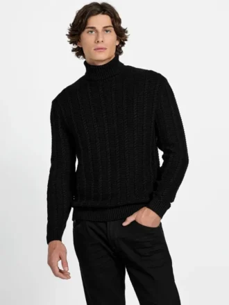 Eco Brandon Cable-Knit Turtleneck Sweater