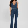 Eco Claire Denim Halter Jumpsuit