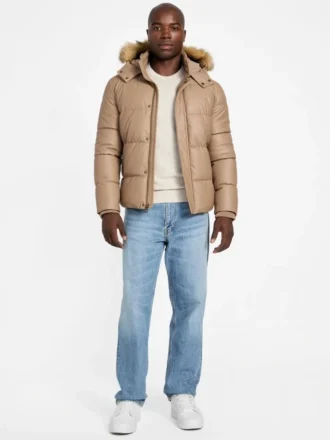 Eco Faux-Leather Puffer Jacket
