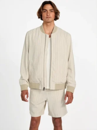 Eco Fletcher Striped Linen Flight Jacket