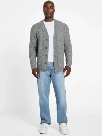 Eco Jeffry Cable-Stitch Cardigan Sweater