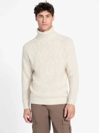 Eco Jemmy Turtleneck Mixed-Stitch Sweater