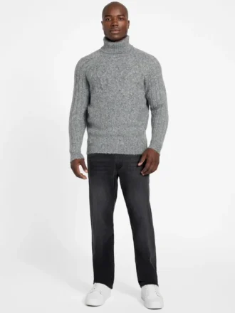 Eco Jemmy Turtleneck Mixed-Stitch Sweater