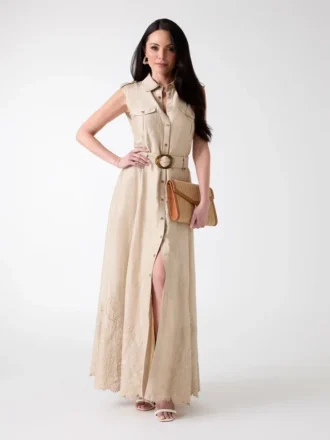 Eco Mindy Embroidered Maxi Shirt Dress