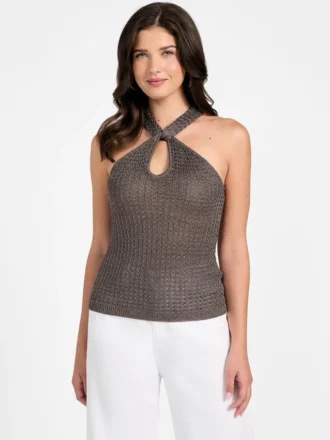 Ella Keyhole Lurex Sweater Top