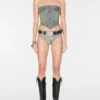 Embellished Denim Corset