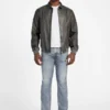 Faux-Leather Aviator Jacket