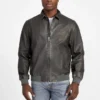 Faux-Leather Aviator Jacket