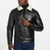 Faux-Leather Quilting Motif Jacket