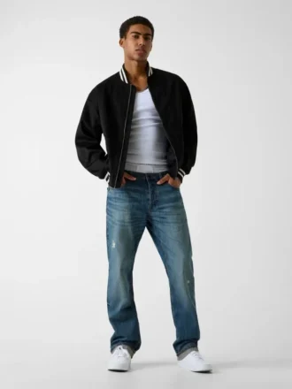 Faux Suede Bomber Jacket