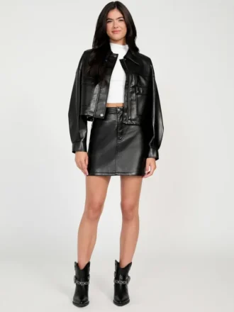 Flaminia Cropped Faux-Leather Jacket
