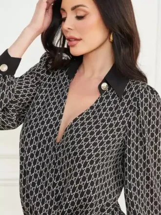 Freda Printed Chain Scarf Blouse