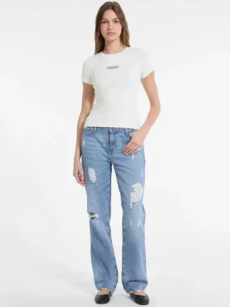 G08 Mid-Rise Distressed Straight Jeans