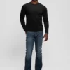 Garrett Knit Faux-Suede Crewneck