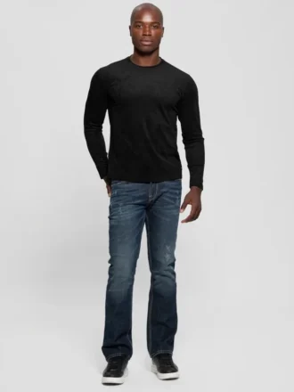 Garrett Knit Faux-Suede Crewneck