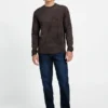Garrett Knit Faux-Suede Crewneck