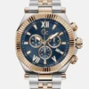 Gc Silver and Rose Gold-Tone Chronograph Watch