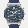 Gc Silver-Tone and Blue Chronograph Watch