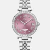 Gc Silver-Tone and Pink Multifunctional Watch