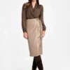 Gladys Faux-Leather Wrap Skirt