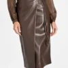 Gladys Faux-Leather Wrap Skirt