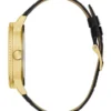 Gold-Tone and Black Analog Leather Watch