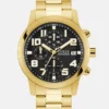 Gold-Tone and Black Chronograph Watch