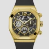 Gold-Tone and Black Multifunction Watch