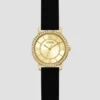Gold-Tone and Black Silicone Analog Watch