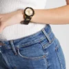 Gold-Tone and Black Silicone Analog Watch