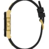Gold-Tone and Black Silicone Analog Watch