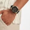 Gold-Tone and Black Silicone Chronograph Watch