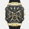 Gold-Tone and Black Silicone Multifunction Watch