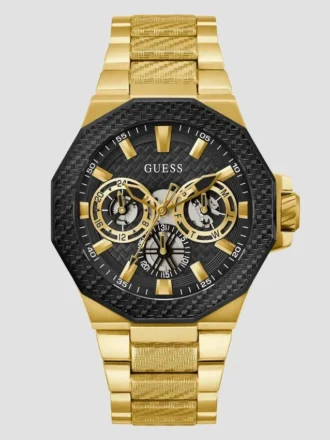 Gold-Tone and Black Textured Multifunction Watch