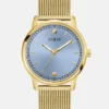 Gold-Tone and Blue Analog Watch