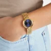 Gold-Tone and Blue Analog Watch