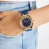 Gold-Tone and Blue Silicone Analog Watch