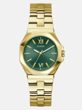 Gold-Tone and Green Analog Watch