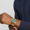 Gold-Tone and Green Analog Watch